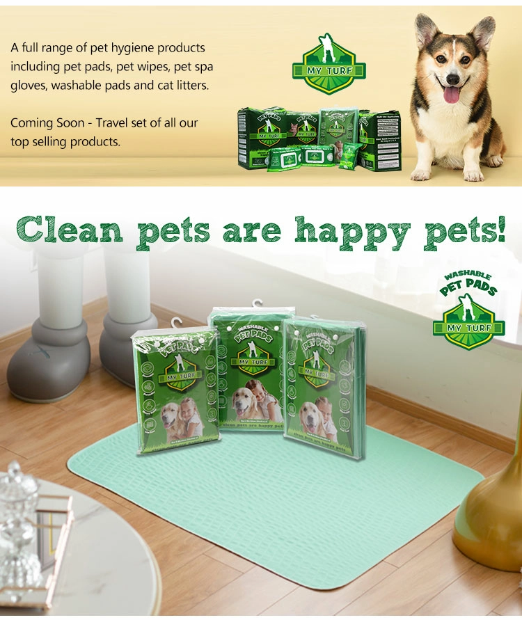 Neatly stacked, washed pet washable pee pads stored in a plastic storage bin