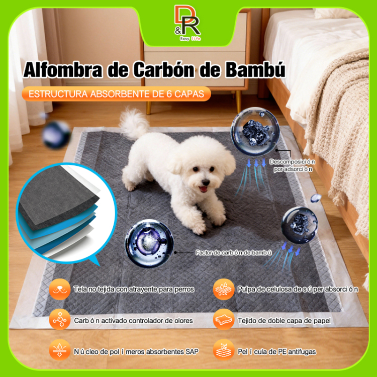 Almohadillas de orina de entrenamiento de mascotas desechables de carbón