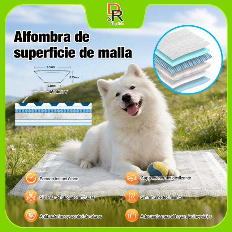 Almohadillas de orina de entrenamiento de mascotas de superficie de malla desechables